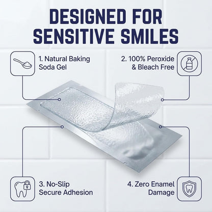 Natural Teeth Whitening Strips for Sensitive Teeth, Peroxide Free White Strips with Baking Soda, Enamel Safe Tooth Whitener, Vegan No Bleach Formula, Mint Flavor 14 Day Kit, 28 Count