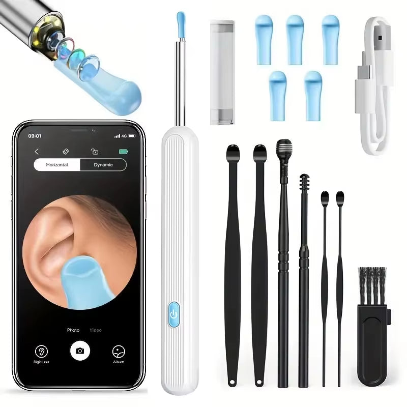 Visual Ear Wax Cleaner with Camera Safe Earwax Removal Endoscope with 5M Camera Luminous Otoscope Ear Cleaning Tools Ear Care