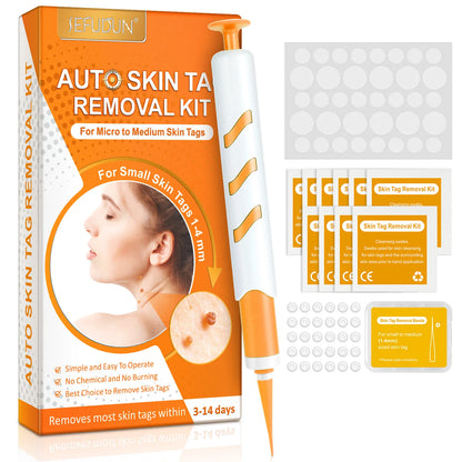 Skin Tag Removal Mole Wart Removal Facial Mole Wart Microstrip Tag Removal Kit Automatic Mole Remover Tool with Cleansing Swabs