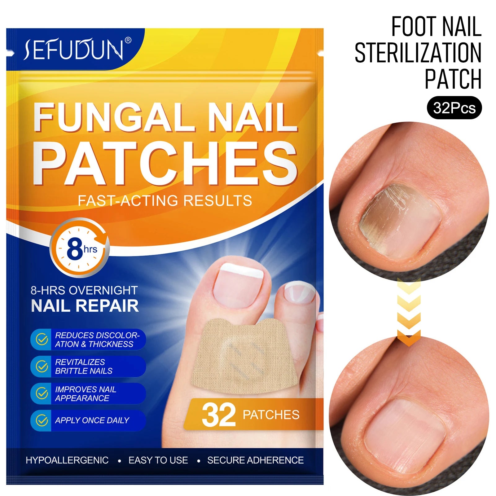 Toenail Fungus Treatment Patches Fast-Acting Nail Discoloration Treatment for Brittle Peeling Breaking Thin Nails