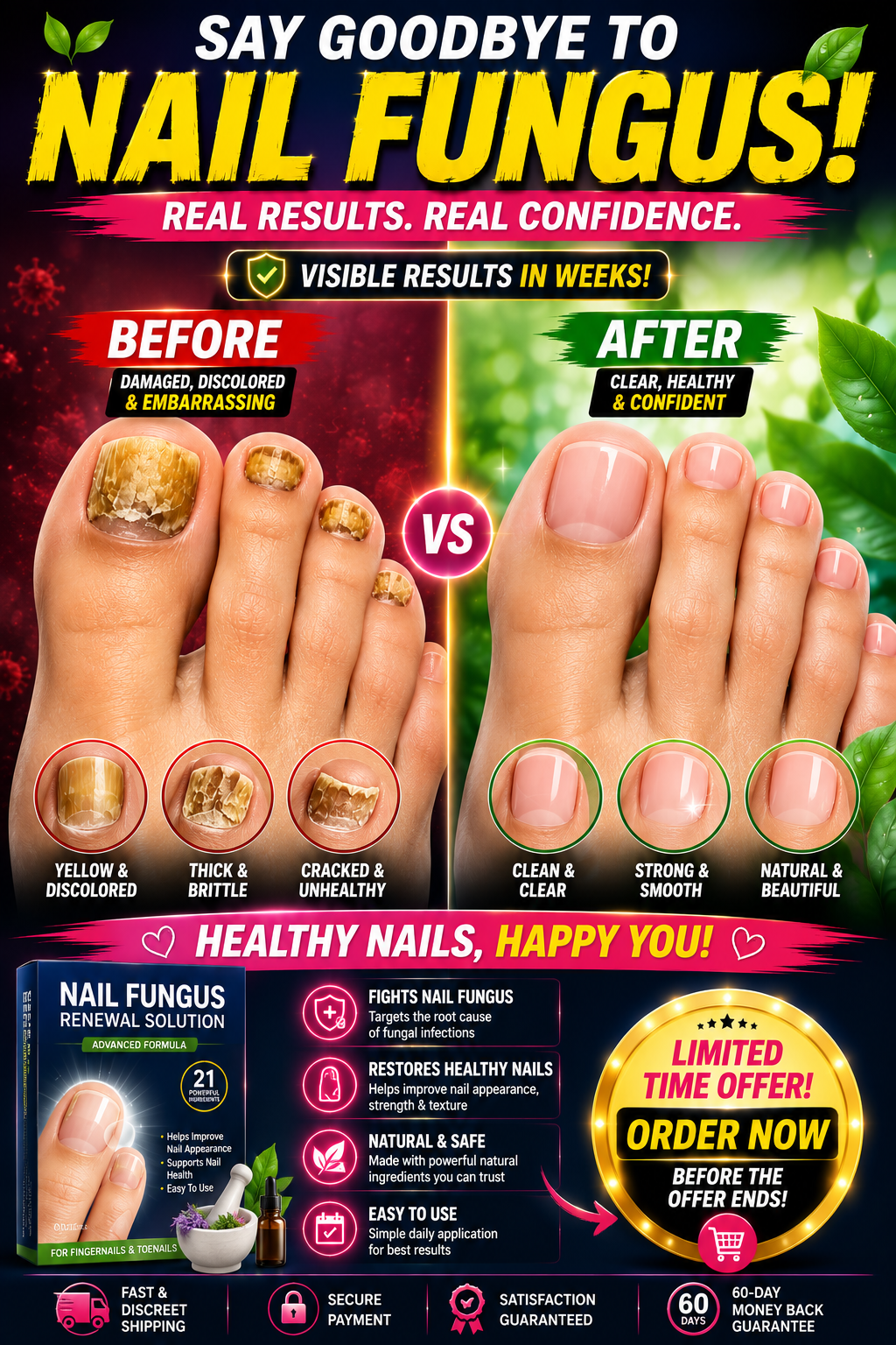 Toenail Fungus Treatment Patches Fast-Acting Nail Discoloration Treatment for Brittle Peeling Breaking Thin Nails